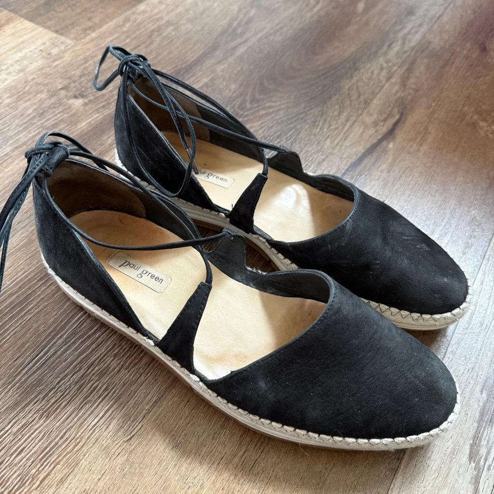 Paul Green Black Espadrille Flats 7.5